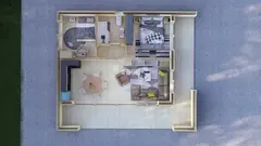 Contemporary two-bedroom log home floor plan, 10.3 × 9 m