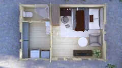 One-bedroom annexe floor plan, 6 × 4 m