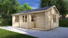 One-bedroom log annexe, 8 × 5 m, 58mm walls