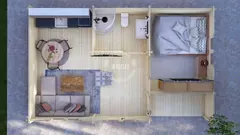 One-bedroom annexe layout, 8 × 5 m
