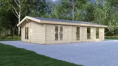 Two-bedroom lodge, 11 × 6.8 m