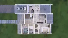 Three-bedroom glulam home floor plan, 16 × 15 m