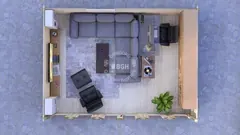 Office-and-living-room floor plan, 5.5 × 4 m