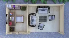 Office-and-veranda floor plan, 5.7 × 3.1 m