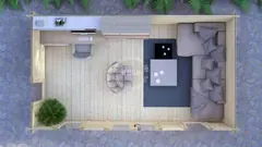 Compact office floor plan, 5 × 3 m