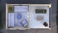 Studio-and-veranda floor plan, 6 × 3 m