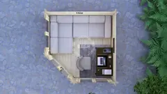 Corner summerhouse layout, 3 × 3 m