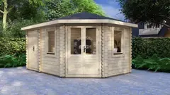 Corner summerhouse with shed, 4.4 × 3 m