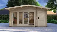 Summerhouse with shed, 4.8 × 3.5 m, 44mm walls