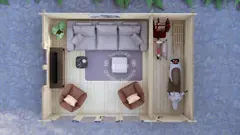 Summerhouse with shed, floor plan 4.8 × 3.5 m