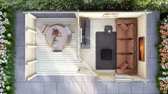 Summerhouse with veranda, floor plan 5 × 3 m