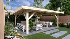 Roofed garden pergola, 5.9 × 5.9 m