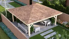 Roofed garden pergola, floor plan 5.9 × 5.9 m