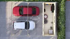 Double carport with workshop, floor plan 7.5 × 6 m