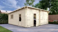 Double timber garage, 6 × 6 m, 44mm walls