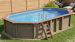 Above-ground wooden swimming pool