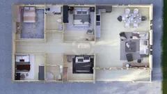 Four-bedroom Twin Skin home floor plan, 16 × 9 m