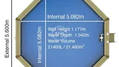 Octagonal eco pool from above, 5.6 × 5.6 m (21.4 m³)