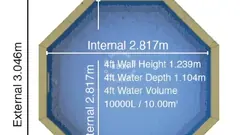 Octagonal splasher pool from above, 3 × 3 m (7–10 m³)
