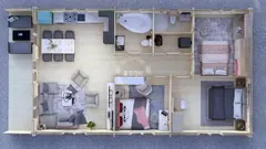 Three-bedroom Twin Skin home floor plan, 12 × 7 m