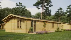 Cabin with built-in sauna room, 17 × 7 m
