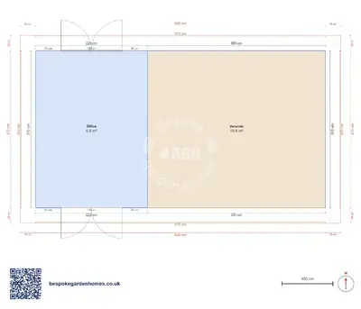 Office & veranda, 5.7 × 3.1 m