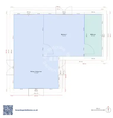 1 bedroom, 7.2 × 6 m