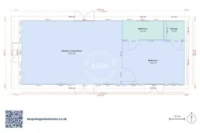 1 bedroom, 11 × 4.3 m
