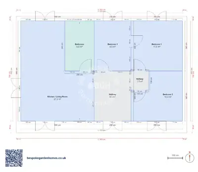 3 bedrooms, 11 × 6.8 m