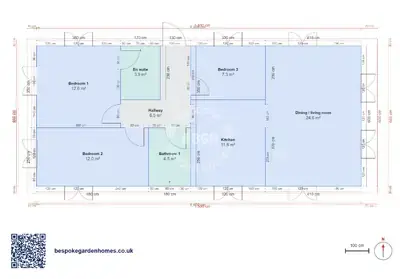 3 bedrooms, 14 × 6 m