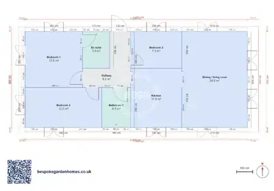 3 bedrooms, 14 × 6 m