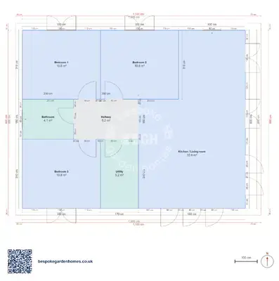 3 bedrooms, 10 × 8 m